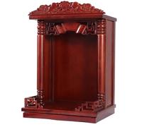 Étagère d'autel de bouddha, support mural de sanctuaires bouddhistes, vitrine de statue chinoise Fengshui for le dieu de la richesse Guan Gong Guanyin, décoration de la maison(Red,65*45*32cm)