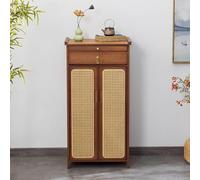 Étagère d'autel de Bouddha,Table d'armoire d'autel de Bouddha,Table d'offrande élargie, porte d'armoire en rotin plastique,Pour Sanctuaire Bouddhiste, Spirituel, Divination.(Brown,52*38*101cm)