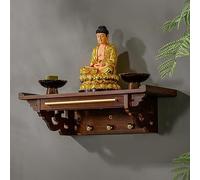 étagère D'autel, étagère D'autel De Sanctuaire Murale Avec Plateau Caché, Autel Bouddhiste, Table D'offrande Pooja Du Temple De La Maison Guan Gong Guanyin Bouddha, Guanyin Dieu De Riche(Size:66*25cm)