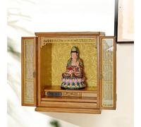 Étagère D'autel Murale en Bois pour La Maison, Cabinet De Shrine Bouddhiste en Bois Massif, Étagère Bouddhiste pour La Maison, Murale/de Bureau(Walnut,60x60x38cm)