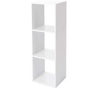 Étagère de 3 cubes à dos ouvert, meuble colonne de rangement, bibliothèque en bois coloris blanc - Longueur 34,4 x profondeur 32 x Hauteur 100.5 cm G