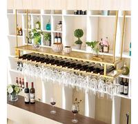 Étagère de Bar à vin Suspendue Étagère d’Affichage de Bouteille d’Alcool Étagère à vin Murale avec Support de Rangement de Verre à vin Suspendu pour la Maison Bar Salle à Manger Cuisine Salo