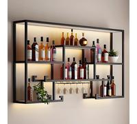 Étagère de Bar Flottante à LED, présentoir éclairé pour Bouteilles de vin et Verres, fixé au Mur pour Un Usage Domestique ou Commercial