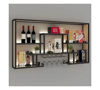 Étagère de bar flottante avec éclairage LED pour bouteille de vin et porte-verres de qualité commerciale pour bar à domicile, noir, 100 x 20 x 80 cm