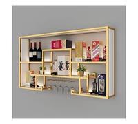 Étagère de bar flottante avec éclairage LED pour bouteille de vin et porte-verres - Qualité commerciale - Pour bar ou maison - Fixation murale - Noir - 100 x 20 x 80 cm