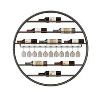 Étagère de bar flottante élégante noire ronde pour bouteilles et whisky, 100 x 100 x 10 cm, design unique avec lumière étoilée, décoration et organisateur de mini bar