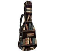 Étagère de bibliothèque avec livres anciens 31 Sac pour guitare acoustique avec 2 poches, bandoulière réglable et crochet arrière, convient pour guitares électriques, basses et guitares classiques,