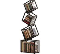 Étagère De Bibliothèque Créative à 3/4/5 Niveaux Étagère De Rangement Autoportante en Métal Bibliothèque Géométrique avec Cubes Ouverts pour L’étude du Bureau à Do, Black, 5 Tier