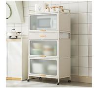 Étagère de boulanger à 5 niveaux avec support pour micro-ondes, porte rabattable et roulettes verrouillables - Solution de rangement polyvalente pour la maison et le bureau 70 x 135 cm