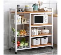 Étagère de boulanger avec roues verrouillables à 360°, étagère de rangement utilitaire autoportante à 5 niveaux, blanc, 80 x 103 cm