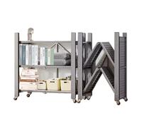 Étagère de boulanger de cuisine avec roulettes, chariot de table basse à 3/4/5 niveaux, support de micro-ondes, étagère de rangement pour salon, salle à manger, bureau (5 niveaux, gris) (3 niveaux)