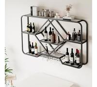 Étagère de Bouteille à vin Mural étagère étagère de Rangement élégant pour Barre de Maison Noir