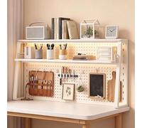 Étagère De Bureau À 2/3 Niveaux, Bibliothèque De Comptoir Multifonction Avec Panneau Perforé, Présentoir De Rangement Pour Dortoir, Bureau Ou Poste De Travail Informatique(2-tier,L80cm/31.4'')