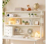 Étagère De Bureau À 2/3 Niveaux, Bibliothèque De Comptoir Multifonction Avec Panneau Perforé, Présentoir De Rangement Pour Dortoir, Bureau Ou Poste De Travail Informatique(3-tier,L100cm/39.3'')