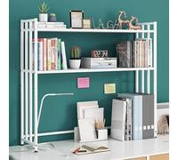 Étagère De Bureau À 2 Niveaux, Bibliothèque Industrielle Et Métal, Étagère De Rangement Réglable Pour Bureau, Maison Ou Dortoir, Organisateur De Comptoir(White,115cm/45.2")
