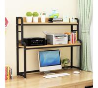 Étagère De Bureau À 2 Niveaux - Industriel Bibliothèque De Bureau, Présentoir De Table, Étagère De Rangement En Fer Forgé, Étagère De Bureaus/support D'imprimante, Organisateur De Bureaus(A)