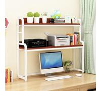 Étagère De Bureau À 2 Niveaux - Industriel Bibliothèque De Bureau, Présentoir De Table, Étagère De Rangement En Fer Forgé, Étagère De Bureaus/support D'imprimante, Organisateur De Bureaus(D)