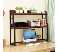 Étagère De Bureau À 2 Niveaux - Industriel Bibliothèque De Bureau, Présentoir De Table, Étagère De Rangement En Fer Forgé, Étagère De Bureaus/support D'imprimante, Organisateur De Bureaus(B)
