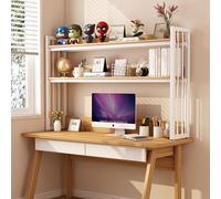 Étagère De Bureau À 2 Niveaux, Présentoir De Bureau D'ordinateur De Réglable, Étagère De Rangement En Bois Et En Métal, Pour Ranger Les Nécessités Quotidiennes Et Les Accessoires(80*25*100cm)