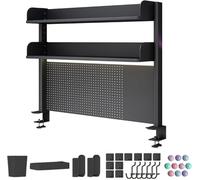 Étagère de bureau à clipser avec panneau perforé, rallonge et panneau d'intimité - Comprend 20 accessoires pour une meilleure organisation du bureau et des jeux vidéo