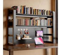 Étagère de bureau à deux ou trois niveaux pour ordinateur, étagère multifonctionnelle et support de rangement avec panneau en maille, grande capacité de rangement(B (triple layer),60cm/23.6in)