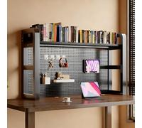 Étagère de bureau à deux ou trois niveaux pour ordinateur, étagère multifonctionnelle et support de rangement avec panneau en maille, grande capacité de rangement(B (double layer),80cm/23.6in)