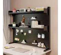 Étagère De Bureau À Fixation Par Pince, Étagère Verticale Multifonctionnelle À 2 Niveaux, Présentoir À Panneaux Perforés En Métal, Pour Bureau Ou Table D'ordinateur(Black,100*20*65cm/39*8*26in)