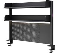 Étagère de bureau à pince avec panneau d'intimité et étagères en D, station de travail peu encombrante pour une meilleure organisation du bureau et des jeux