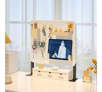 Étagère de bureau à pince, kit de combinaison de panneau perforé, panneau de séparation de bureau, flottant, nizer de bureau - Blanc vertical - 40 cm - Idéal pour le bureau à domicile, solution gain