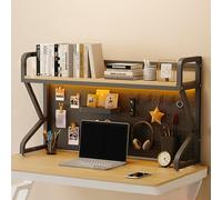 Étagère de Bureau Blanche avec Rangement intégré, Grande capacité de présentation, étagère de comptoir à Plusieurs Niveaux avec Panneau grillagé, idéale pour la Maison, Le Bureau ou Une Chambre d'étu