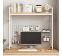 Étagère de Bureau Bureau D'ordinateur Étagère de Rangement Bureau en Métal Polyvalent Étagère de Rangement pour Dortoir Bureau de Jeu À Domicile(White single layer,95/37.4in)