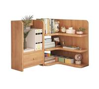 Étagère de bureau d'angle en bois à 3 niveaux avec tiroir stable pour dortoir, bureau et maison - Solution de rangement pouvant supporter des charges (beige, 50 x 60 x 50 cm)