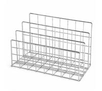 Étagère de bureau - Design grille 3 niveaux - Pour livres et CD - Argent