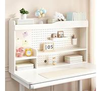 Étagère De Bureau En Bois À 2 Niveaux, Organisateur De Bureau Avec Panneau Perforé En Métal, Support De Rangement Et D'exposition Pour Comptoir, Pour Dortoir, Bureaux(Without Drawer,L120cm/47.2'')
