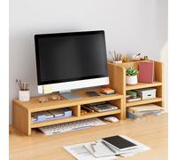 Étagère de bureau en bois avec support de moniteur, rangement de bureau surélevé pour bureau à domicile, écriture, jeux et études - Maximisez l'espace et améliorez la productivité