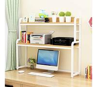 Étagère de Bureau Étagère de Bureau - Bibliothèque de Bureau en Métal, Support de Rangement de Bureau Multifonctionnel à 2 Niveaux, Support de Bureau en Métal Style Américain Support de Bureau LOFT
