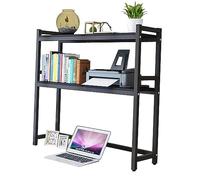 Étagère de bureau extensible : étagère de bureau en fer forgé à 2 niveaux, étagère de rangement de bureau ouverte, étagère en aluminium