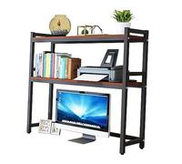 Étagère de bureau extensible : étagère de bureau en fer forgé à 2 niveaux, étagère de rangement de bureau ouverte, étagère en aluminium