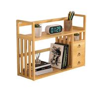 Étagère de Bureau Modulable avec Tiroir Forte Capacité de Charge Etagere de Bureau a Poser Hauteur 45 cm Gain de Place pour Maison, Dortoir(Natural,50cm)