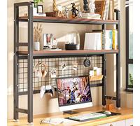 Étagère De Bureau,Organisateur De Bureau À 3 Couches,matériau en Bois Et Métal,étagère De Rangement,pour La Maison,Le Bureaus Ou Le Dortoir(Black,135cm/53.1in)