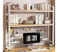 Étagère De Bureau,Organisateur De Bureau À 3 Couches,matériau en Bois Et Métal,étagère De Rangement,pour La Maison,Le Bureaus Ou Le Dortoir(White,135cm/53.1in)