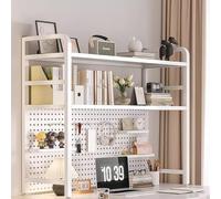 Étagère de bureau - Organiseur de bureau - Étagère de rangement pour dortoir universitaire - Bibliothèque d'ordinateur avec panneau de grille - Design durable et fonctionnel