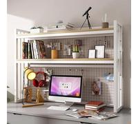 Étagère De Bureau Réglable À 2 Niveaux - DIY Étagère Livre Bureau Bibliothèque Organisateur De Bureaus À Poser, Étagère De Rangement En Bois Et Métal, Présentoir De Rangement Ouvert(B,85*24*89cm)