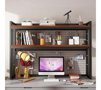 Étagère De Bureau Réglable À 2 Niveaux - DIY Étagère Livre Bureau Bibliothèque Organisateur De Bureaus À Poser, Étagère De Rangement En Bois Et Métal, Présentoir De Rangement Ouvert(D,105*24*89cm)