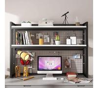 Étagère De Bureau Réglable À 2 Niveaux - DIY Étagère Livre Bureau Bibliothèque Organisateur De Bureaus À Poser, Étagère De Rangement En Bois Et Métal, Présentoir De Rangement Ouvert(C,55*24*89CM)