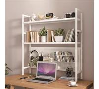 Étagère de bureau réglable à 2 niveaux - Présentoir en métal avec panneau perforé pour le rangement au bureau et en résidence étudiante, bibliothèque de comptoir multifonctionnelle, blanche,