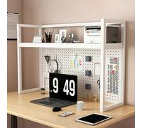 Étagère de bureau réglable avec panneau perforé - Étagère de rangement en métal pour décoration d'intérieur - Étagère de présentation peu encombrante - Blanc (60 x 82 cm)