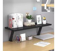 Étagère de bureau réglable en bois noir de 80 cm avec rallonge flottante pour moniteur et table d'appoint idéale pour un rangement efficace de l'espace de travail