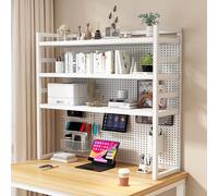 Étagère de bureau réglable en métal - Bibliothèque de bureau multifonction et étagère de rangement réglable en hauteur idéale pour la maison/le bureau (blanc 60 x 130 cm)