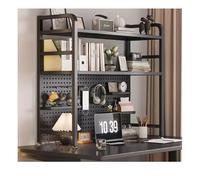 Étagère De Bureau - Système D'étagères Modulaires À Panneaux Perforés, Style Industriel À 2 Niveaux Avec 20 Crochets, Organisateur De Bureau Peu Encombrant Pour Bureau À Domicile(Black,115x20x98cm)